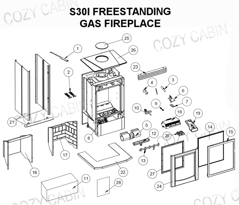 S30I FREESTANDING GAS FIREPLACE (May 5, 2015 - >) #C-14592
